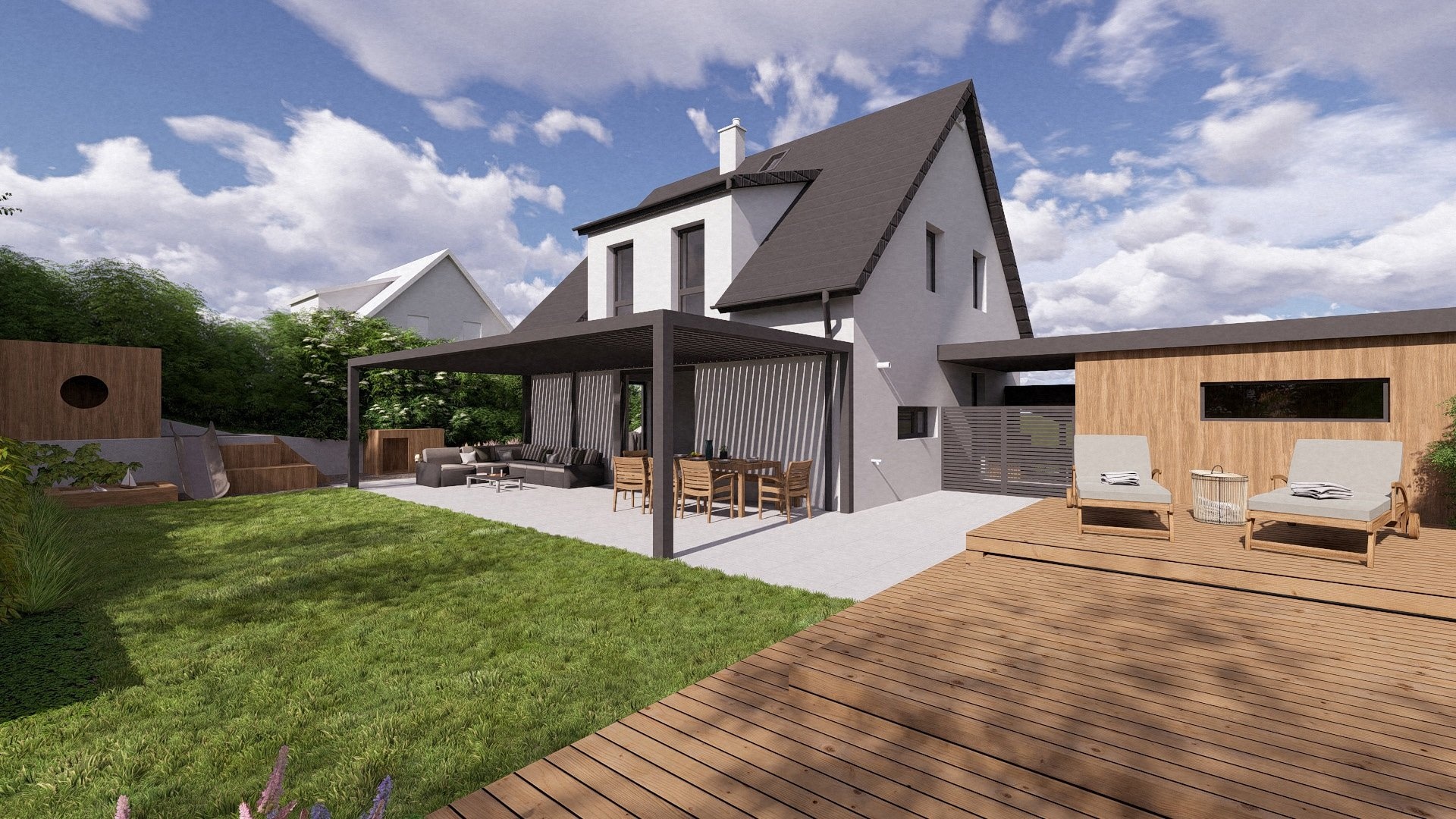 Prodej novostavby RD 5+kk, 184 m2, zahrada 719 m2, parkování, Panenské Břežany, Praha-východ